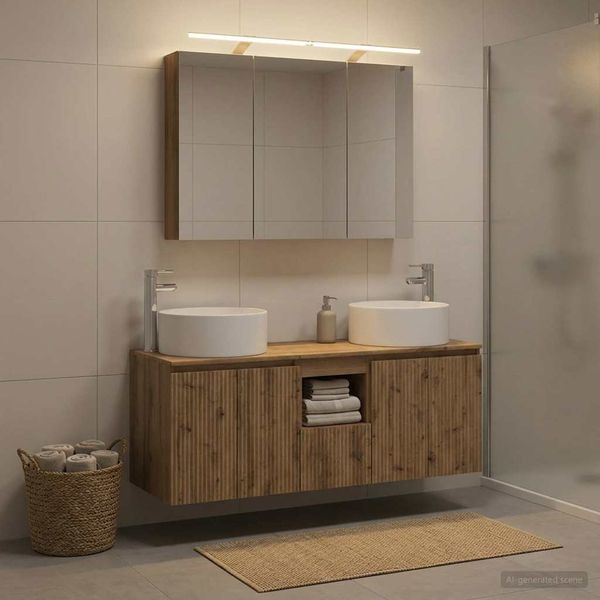 vidaXL Set kabinetov do kúpeľne 4 pcs Dub artisan 100 x 14,5 x 70 cm