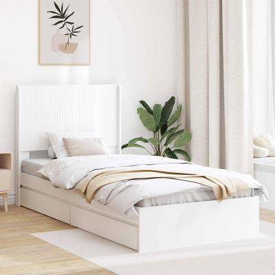 vidaXL Posteľový rám s úložným priestorom a čelom Biela 75 x 190 cm
