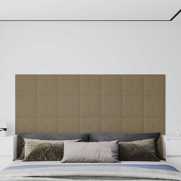 vidaXL Nástenný čelník 12 pcs Kapučínová 30 x 30 cm Umelá koža
