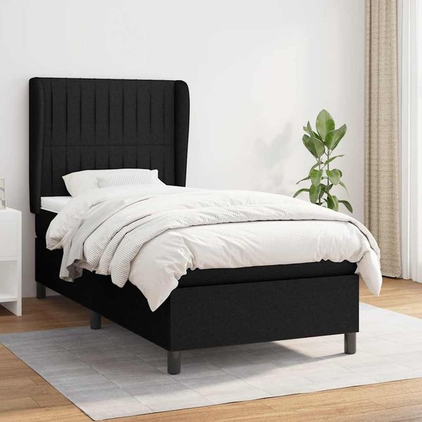 vidaXL Posteľný rám boxspring s matracom čierny 80x200 cm látka