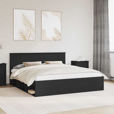vidaXL Rám postele Čierna 180 x 200 cm Masívne borovicové drevo
