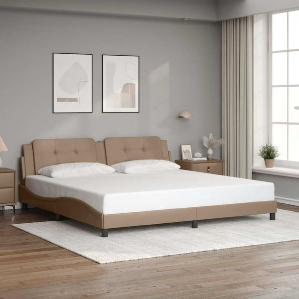 vidaXL Rám postele bez matraca Zadar kapučínový 200x200 cm umelá koža