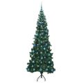 vidaXL Rohový umelý vianočný strom s 300 LED-i Zelená 210 cm PVC a kov