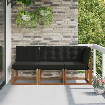 vidaXL 3 ks Vonkajšia stredná a rohová pohovka Prírodná