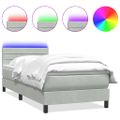 vidaXL Posteľný rám boxsping s matracom a LED bledosivý 90x220 cm zamat