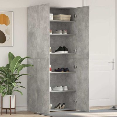 vidaXL Skriňa na topánky Sivá 80 x 35.5 x 180 cm Kompozitné drevo
