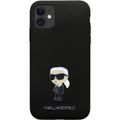 Puzdro Karl Lagerfeld pre iPhone 11 KLHCN61SMHKNPK čierne HC Silicone Ikonik Metal Pin