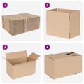 vidaXL Skladací box s úložiskom 50 ks Prírodná 24 x 13 x 13 cm Kartón