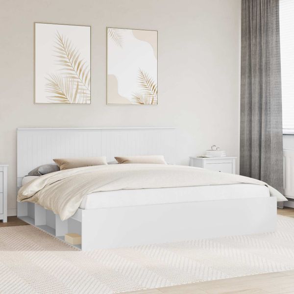 vidaXL Rám postele Biela 200 x 200 cm Masívne borovicové drevo