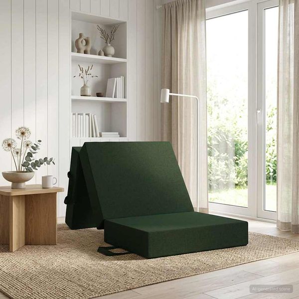 vidaXL Skladacia pohovka na spaní 75 x 67 x 45 cm Tmavozelená