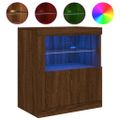 vidaXL Komoda s LED svetlami hnedý dub 60,5x37x67 cm