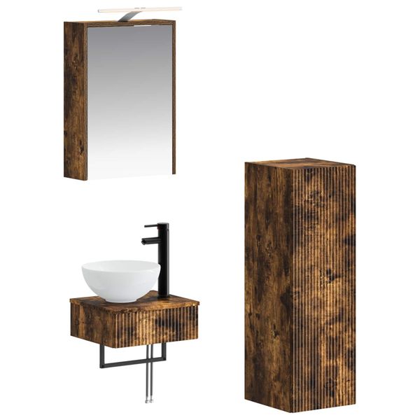 vidaXL Set kabinetov do kúpeľne 4 pcs Dymový dub 43 x 16 x 62,5 cm