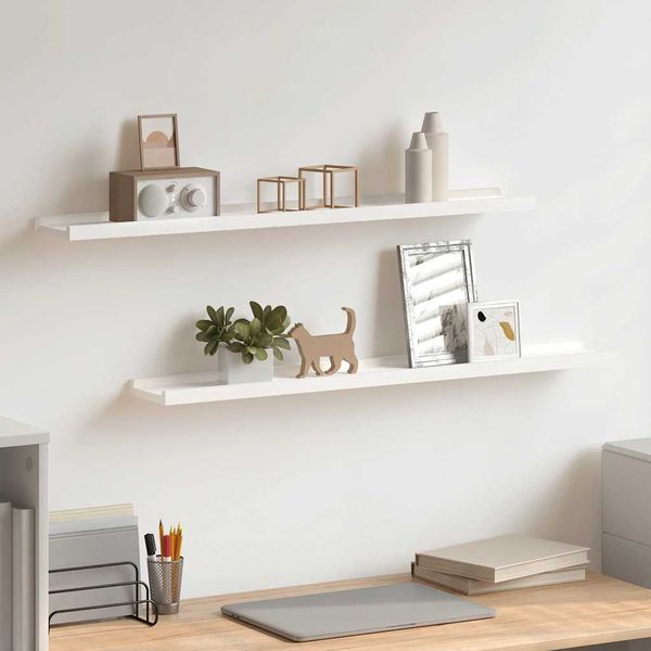 vidaXL Poličky na zarámované obrázky 2 ks biele 80x9x3 cm MDF