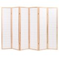 vidaXL Skladací paraván so 6 panelmi,japonský štýl 240x170cm, prírodný