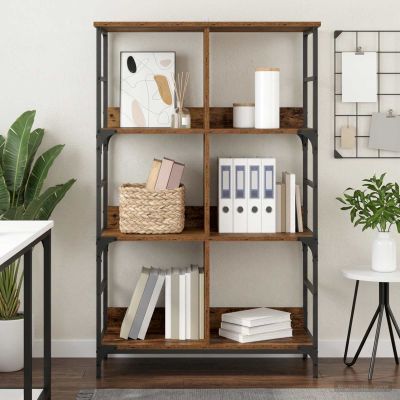 vidaXL Regál na knihy 4 úrovní 78,5 x 33 x 117,5 cm kov PB Staré drevo