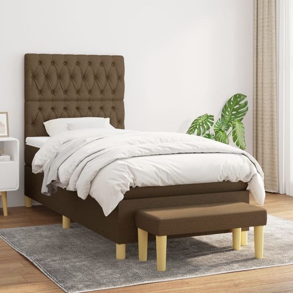 vidaXL Boxspring posteľ s matracom tmavohnedá 90x190 cm látka