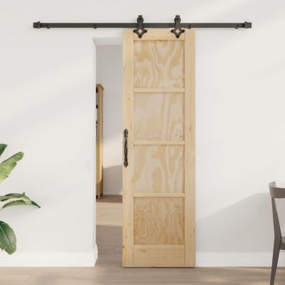 vidaXL Posuvné dvere Prírodná a čierna 61 x 198,5 cm Borovicový masív