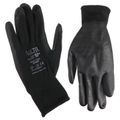 Pracovné rukavice z polyesteru čiastočne máčané v polyuretáne GLOVE PE-PU 10, čierne, veľkosť 10 SIXTOL
