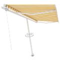 vidaXL Voľne stojaca ručne zaťahovacia markíza 450x350 cm, žlto biela