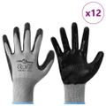 vidaXL Pracovné rukavice 12 ks Šedá a čierna 9 / l Polyester