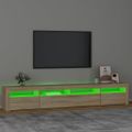 vidaXL TV skrinka s LED svetlami dub sonoma 240 x 35 x 40 cm