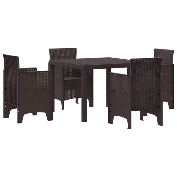 vidaXL Záhradný jedálenský set 5 pcs Hnedá Polypropylén