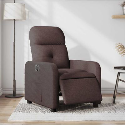 vidaXL Elektrické sklápacie kreslo tmavohnedé látkové