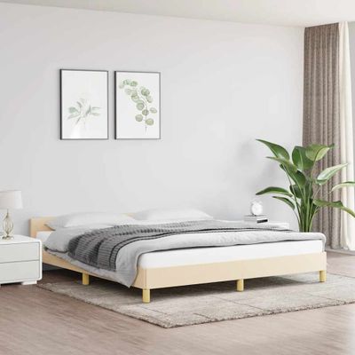 vidaXL Posteľ bez matraca krémová 180x200 cm látka