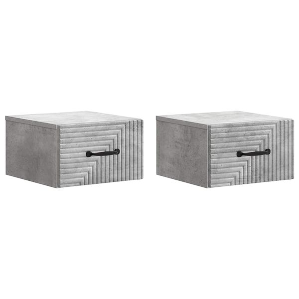 vidaXL Nástenná nočná skrinka 2 pcs Betónovo sivá 34,5 x 33 x 20 cm