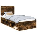 vidaXL Rám postele Dymová dub 100 x 200 cm Masívne borovicové drevo