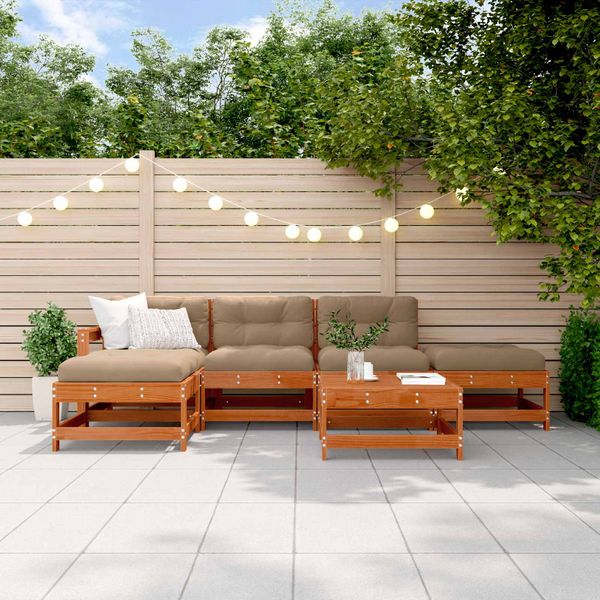 vidaXL Záhradný lounge set 6 pcs Vosková Hnedá Masívna borovica