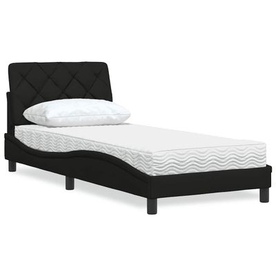vidaXL Posteľ s matracom čierna 90x200 cm látka