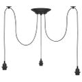 vidaXL Závesná lampa s 3 objímkami E27 čierna kovová