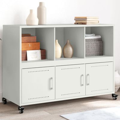 vidaXL Komoda biela 100,5x39x72 cm oceľ