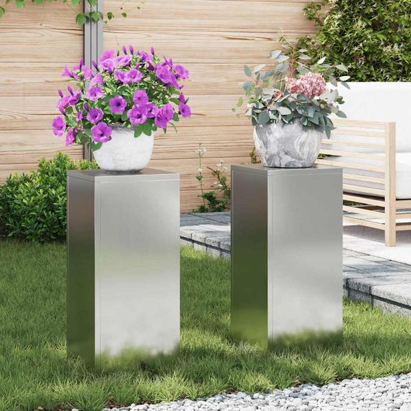 vidaXL Stojan na rastliny 2 pcs Strieborná 24 x 24 x 55 cm