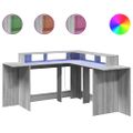vidaXL Stôl s LED svetlami sivá sonoma 152x152x91 cm kompozitné drevo