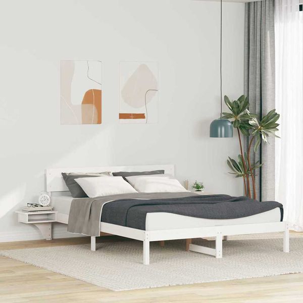 vidaXL Rám postele Biela 150 x 200 cm Masívne borovicové drevo