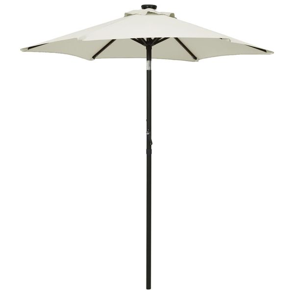 vidaXL Záhradný slnečník s LED, pieskový 200x211 cm, hliník