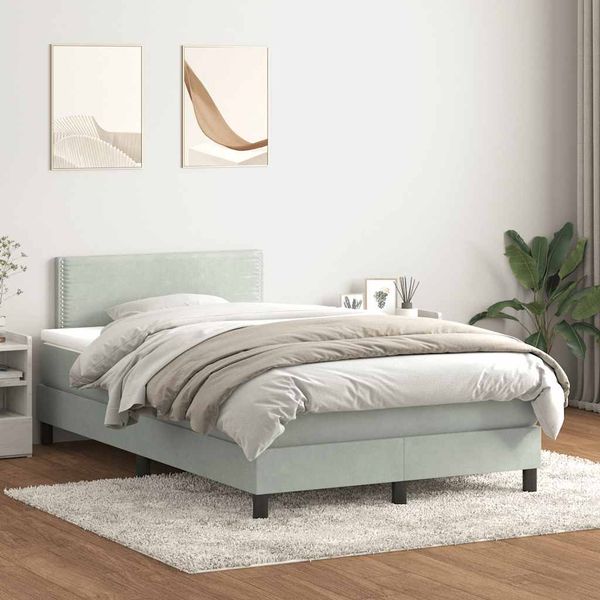 vidaXL Box Spring Posteľ bez matraca Svetlosivá 120x220 cm Zamat