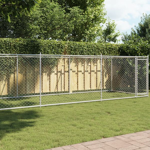 vidaXL Klietka pre psa s dvierkami šedá 8x2x1,5 m pozinkovaná oceľ