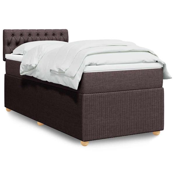 vidaXL Posteľný rám boxsping s matracom hnedý 80x200 cm látka