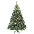 vidaXL Umelý vianočný stromček s 300 LED-i Zelená 240 cm PE a PVC
