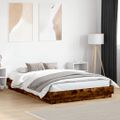 vidaXL Posteľný rám s LED svetlami dymový dub 160x200 cm