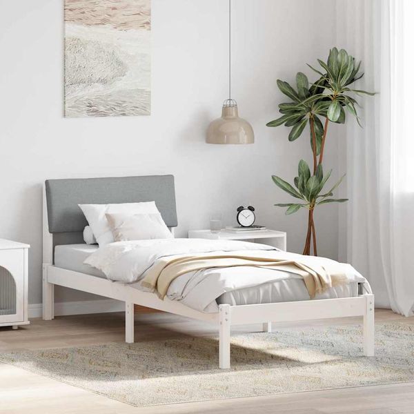 vidaXL Rám postele Biela a svetlosivá 75 x 190 cm Borovicový masív