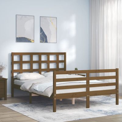 vidaXL Posteľný rám s čelom medovohnedý 120x200 cm masívne drevo