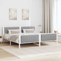 vidaXL Rám postele Biela a svetlosivá 200 x 200 cm Borovicový masív