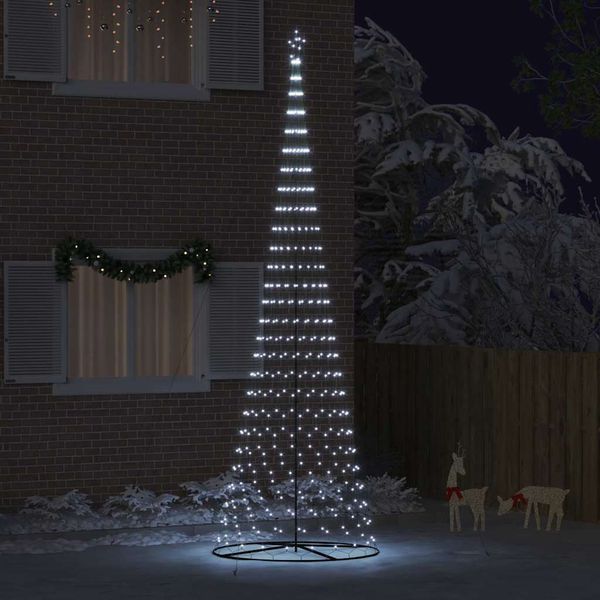 vidaXL LED vianočný stromček s 555 LED-i Studená biela 500 cm Kov
