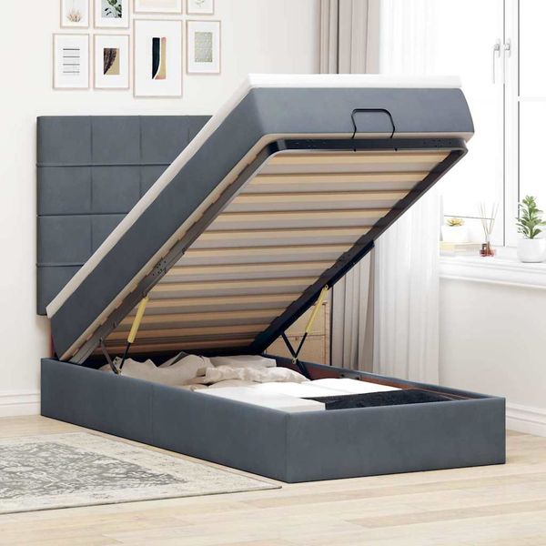 vidaXL Osmanský rám postele s matracmi tmavosivá 80x200 cm zamat