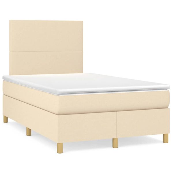 vidaXL Boxspring posteľ s matracom krémová 120x190 cm látka