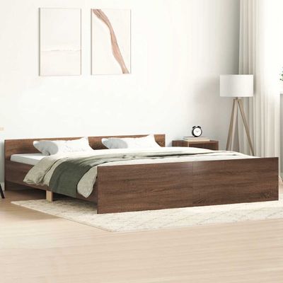 vidaXL Posteľný rám s predným a zadným čelom, hnedý dub 200x200 cm
